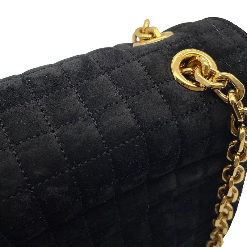 Celine Chain Shoulder Bag C Am Suede Black