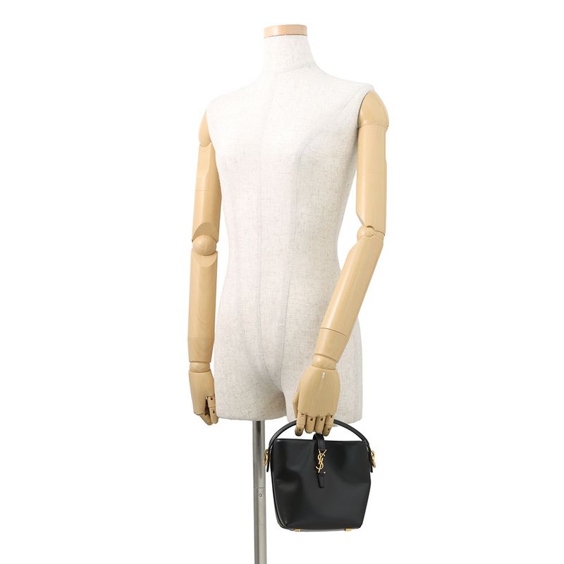 Saint Laurent Paris le 37 Mini Bucket Bag Calf Leather Black 2-Way