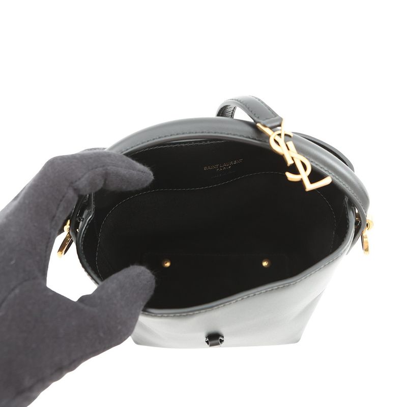 Saint Laurent Paris le 37 Mini Bucket Bag Calf Leather Black 2-Way