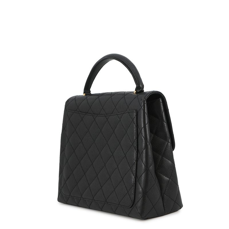 Chanel Handbag Quilted CC Logo Caviar Leather Black