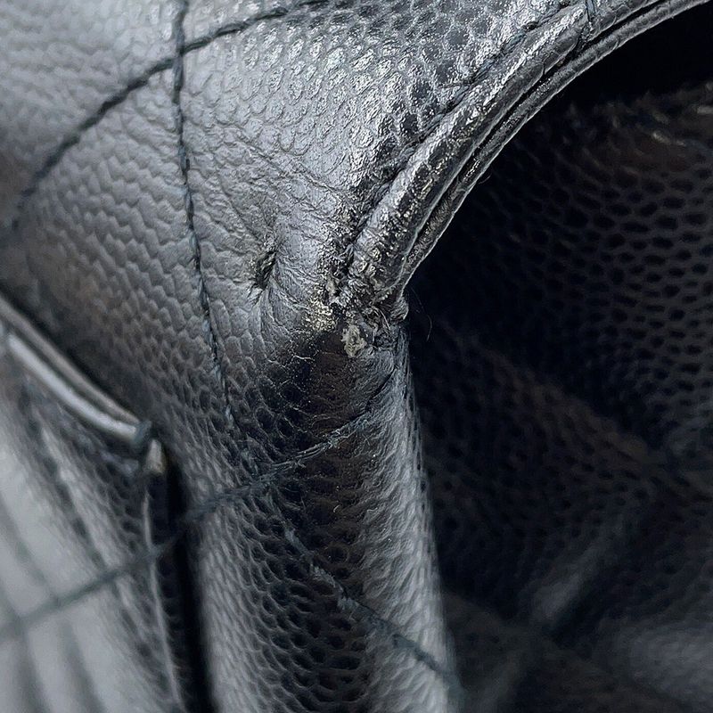 Chanel Handbag Quilted CC Logo Caviar Leather Black