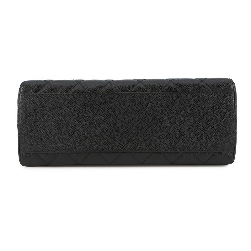 Chanel Handbag Quilted CC Logo Caviar Leather Black