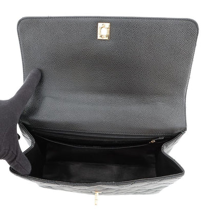 Chanel Handbag Quilted CC Logo Caviar Leather Black