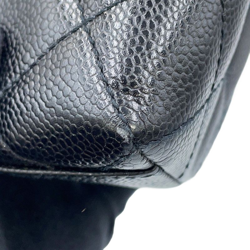 Chanel Handbag Quilted CC Logo Caviar Leather Black