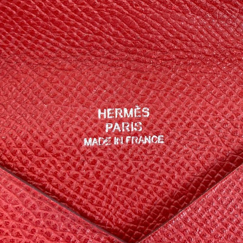 Hermes Calvi Silver Card Case Epsom
