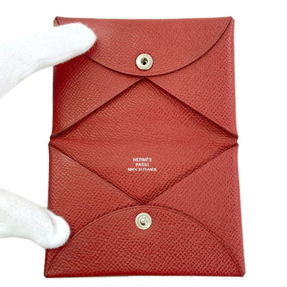 Hermes Calvi Silver Card Case Epsom