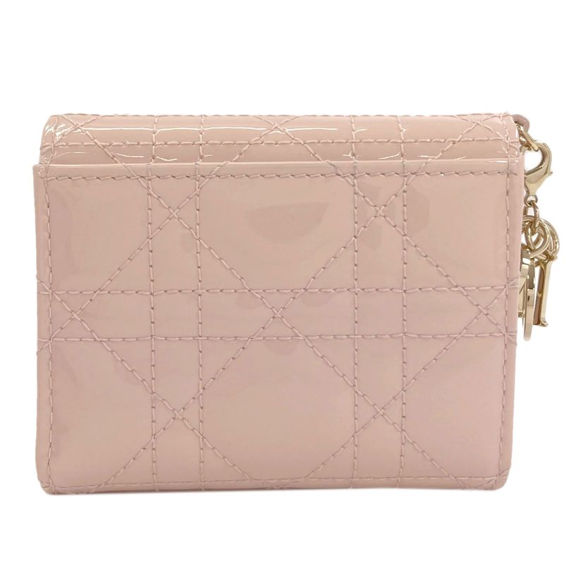 Dior Lady Lotus Bifold Wallet Patent Leather