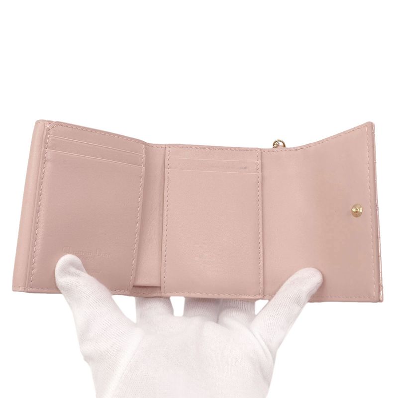 Dior Lady Lotus Bifold Wallet Patent Leather
