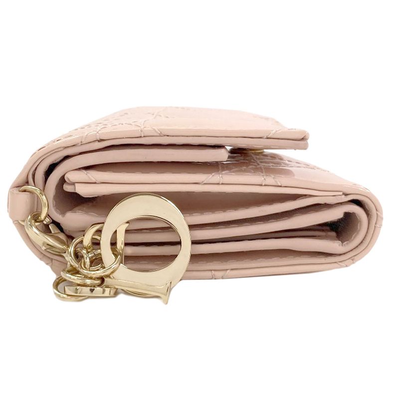 Dior Lady Lotus Bifold Wallet Patent Leather