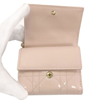 Dior Lady Lotus Bifold Wallet Patent Leather