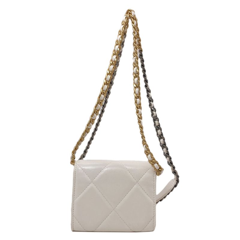 Chanel Chain Wallet CC Logo Gold Silver Coin Case Lambskin