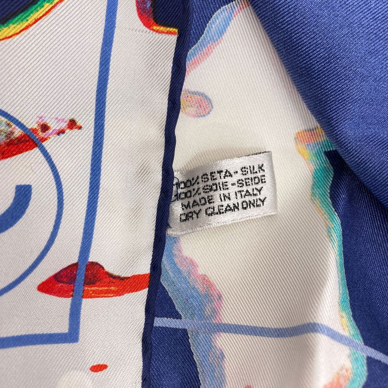 Chanel CC Logo Human Motif Scarf Silk