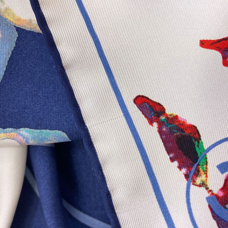 Chanel CC Logo Human Motif Scarf Silk