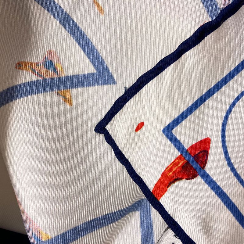 Chanel CC Logo Human Motif Scarf Silk