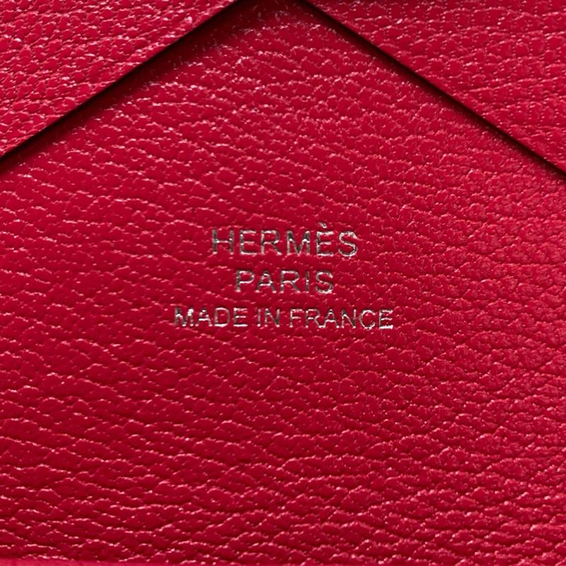 Hermes Calvi Duo Rose Silver Card Case Chevre Sham Kira