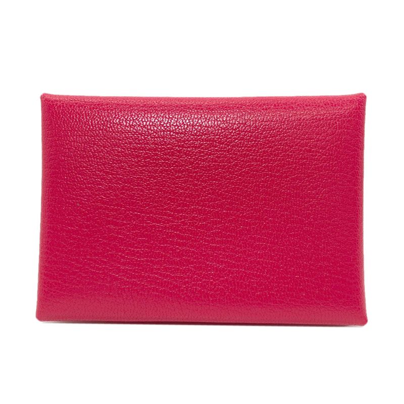 Hermes Calvi Duo Rose Silver Card Case Chevre Sham Kira