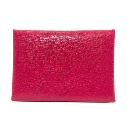 Hermes Calvi Duo Rose Silver Card Case Chevre Sham Kira