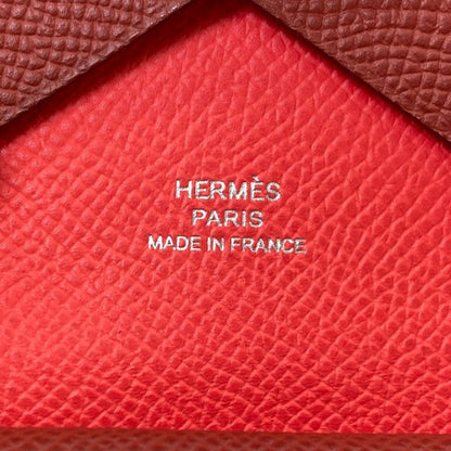 Hermes Calvi Duo Verso Silver Card Case Calf