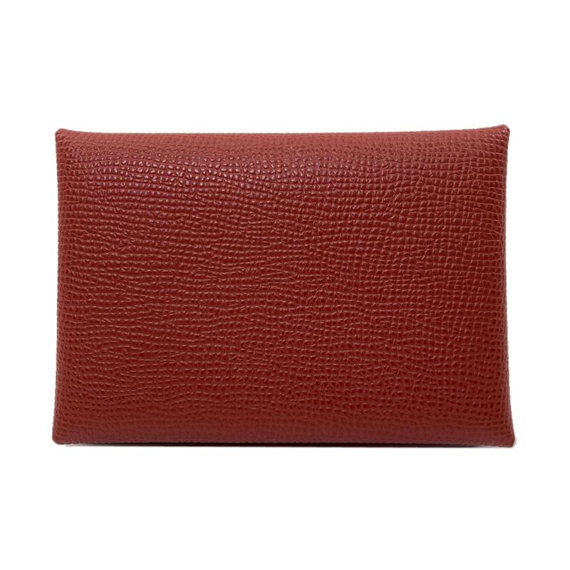 Hermes Calvi Duo Verso Silver Card Case Calf
