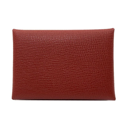 Hermes Calvi Duo Verso Silver Card Case Calf
