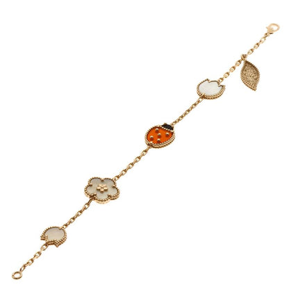 Van Cleef & Arpels Lucky Spring Onyx Carnelian Shell Bracelet 18k Pink Gold