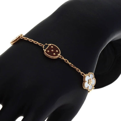 Van Cleef & Arpels Lucky Spring Onyx Carnelian Shell Bracelet 18k Pink Gold
