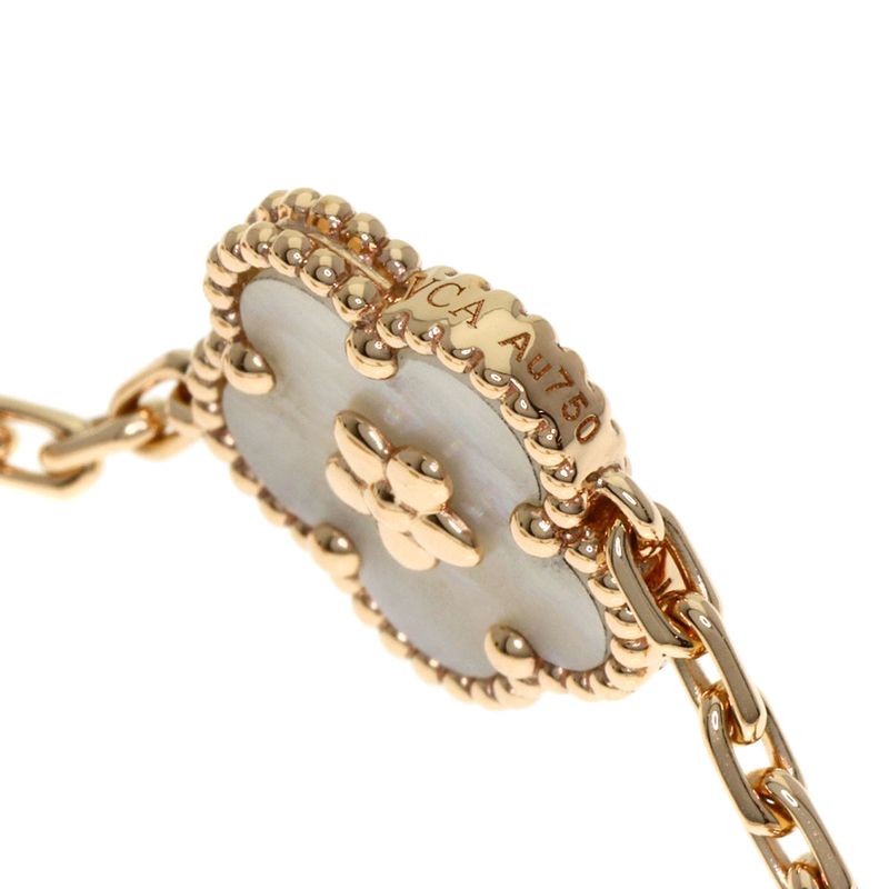 Van Cleef & Arpels Lucky Spring Onyx Carnelian Shell Bracelet 18k Pink Gold