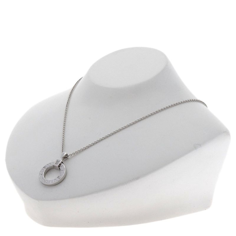Bvlgari Double Logo Diamond Necklace 18k White Gold