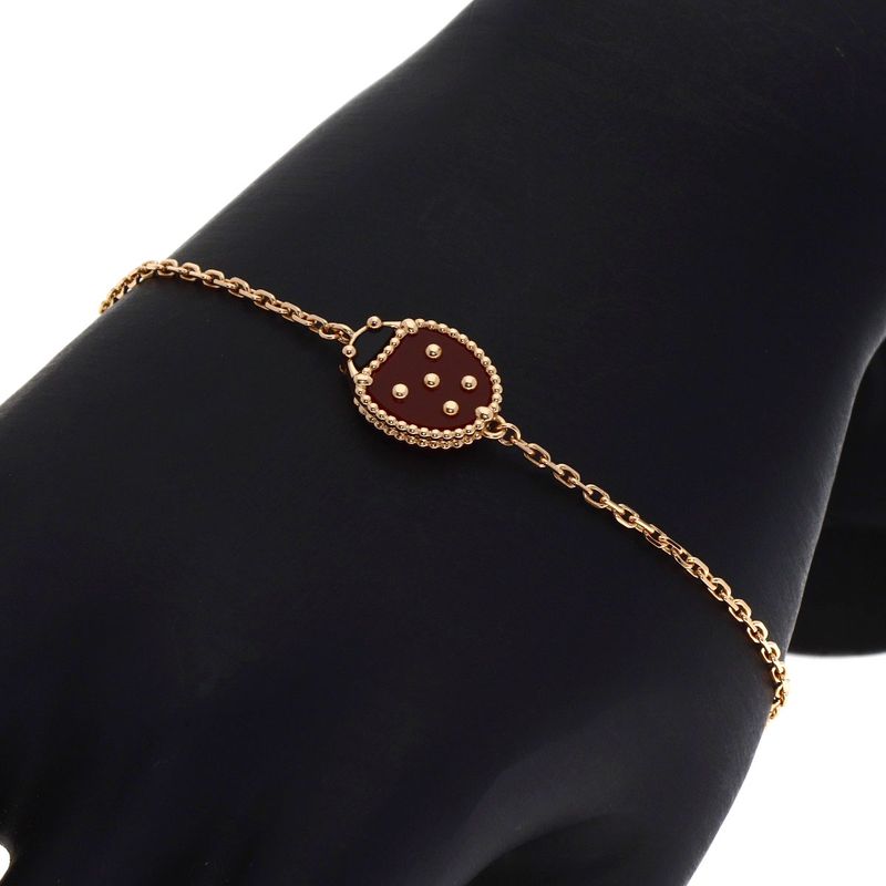 Van Cleef & Arpels Lucky Spring Onyx Carnelian Bracelet 18k Pink Gold