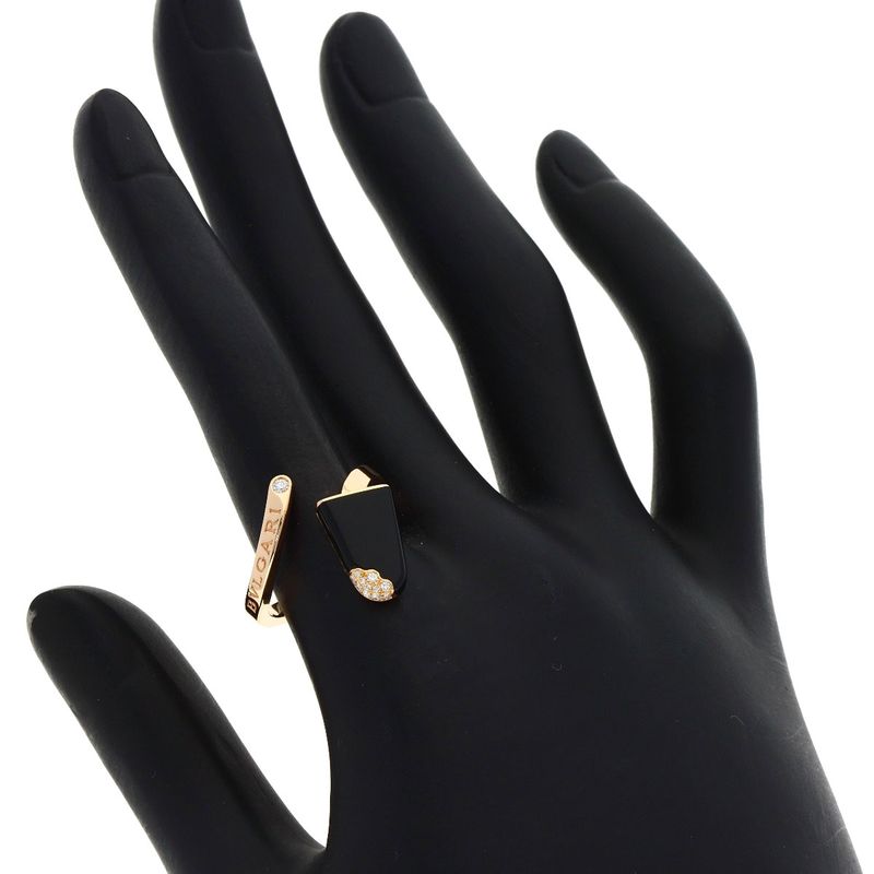 Bvlgari Gelati Onyx Diamond 54 Ring 18k Pink Gold