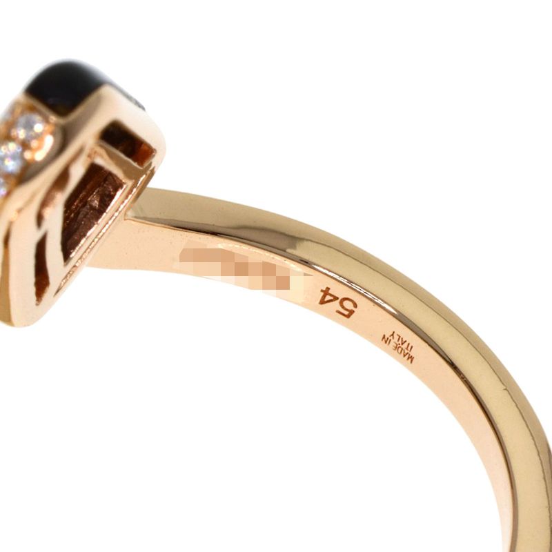 Bvlgari Gelati Onyx Diamond 54 Ring 18k Pink Gold