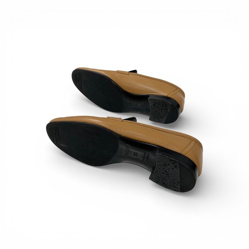 Hermes Paris Loafers Shoes Leather Natural Gold Hhardware Moccasins