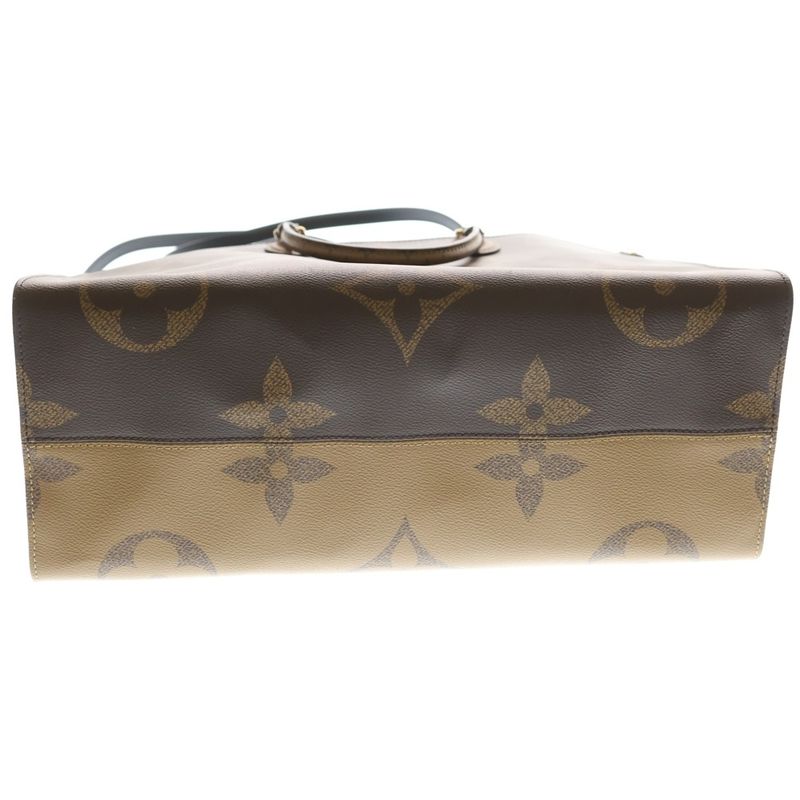 Louis Vuitton Monogram Reverse on the Go GM Handbag Brown Leather