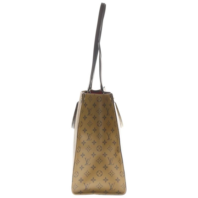 Louis Vuitton Monogram Reverse on the Go GM Handbag Brown Leather