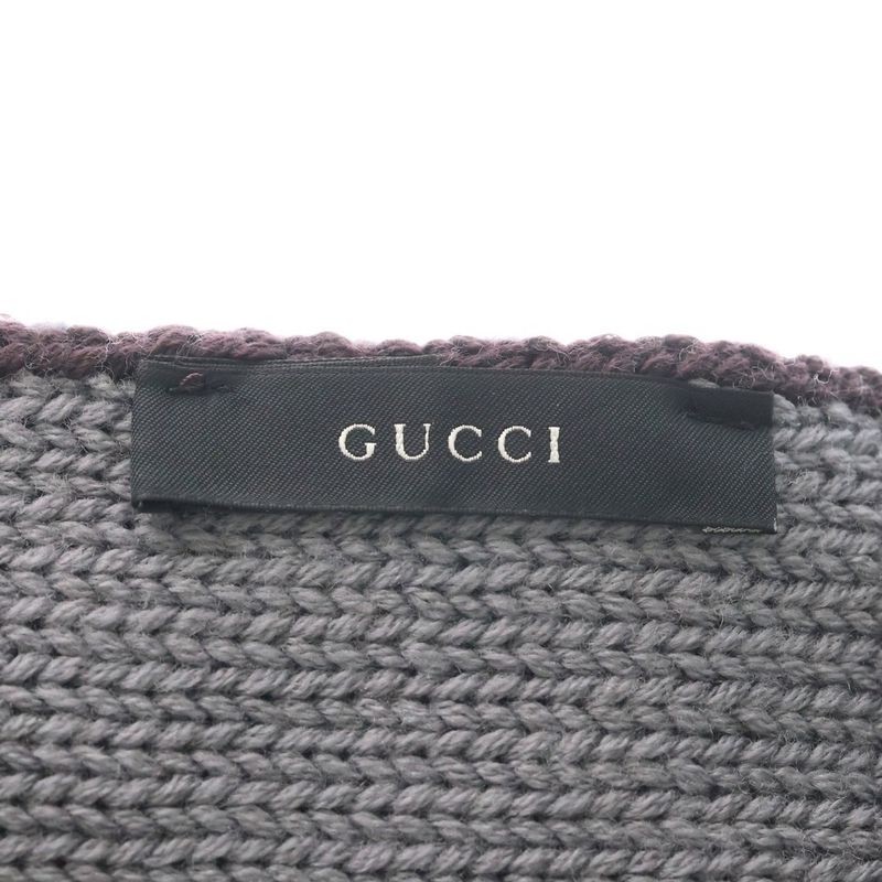 Gucci Logo Embroidery Border Wool Scarf Multi