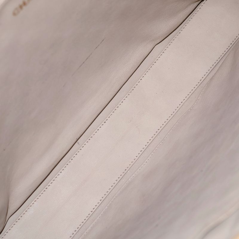 Chanel Quilted 35 Chain Shoulder Bag Beige Leather Gold
