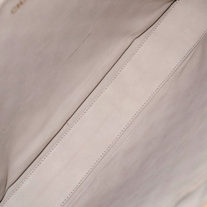 Chanel Quilted 35 Chain Shoulder Bag Beige Leather Gold