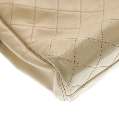 Chanel Quilted 35 Chain Shoulder Bag Beige Leather Gold