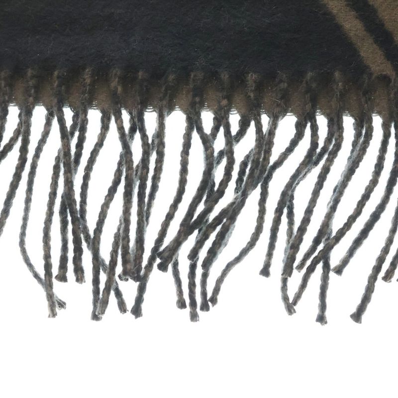 Hermes Zigzag Sangles Fringe Scarf Shawl Cashmere Dark Brown