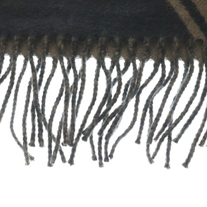 Hermes Zigzag Sangles Fringe Scarf Shawl Cashmere Dark Brown
