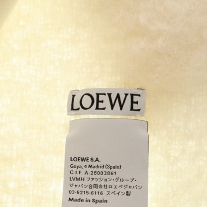 Loewe Logo Leather Patch Fringe Scarf White