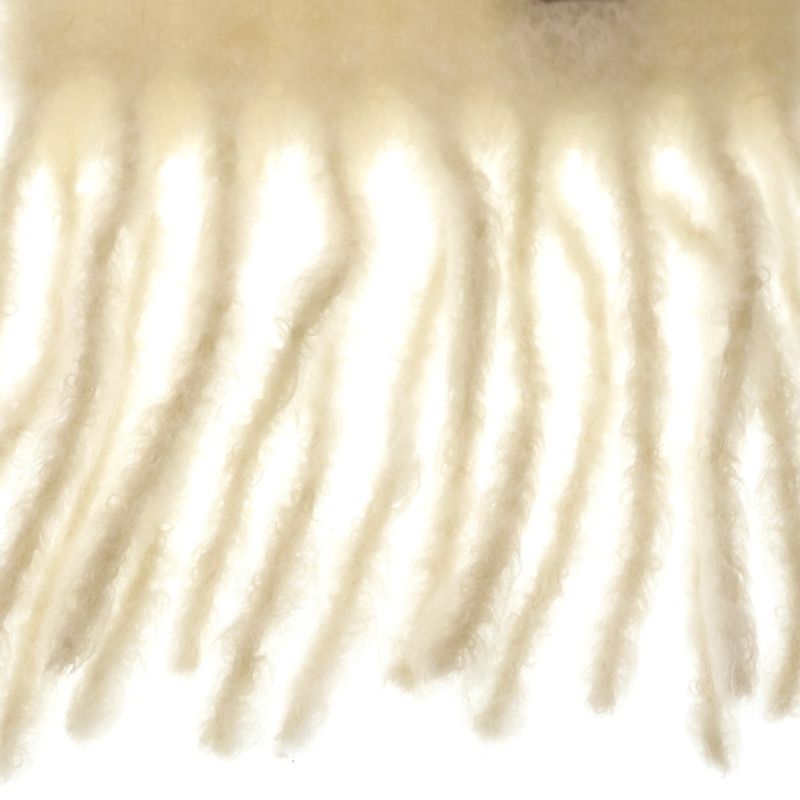 Loewe Logo Leather Patch Fringe Scarf White