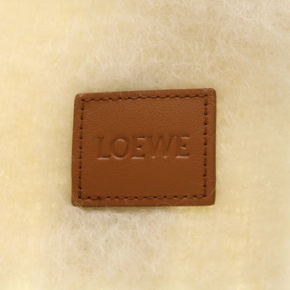Loewe Logo Leather Patch Fringe Scarf White