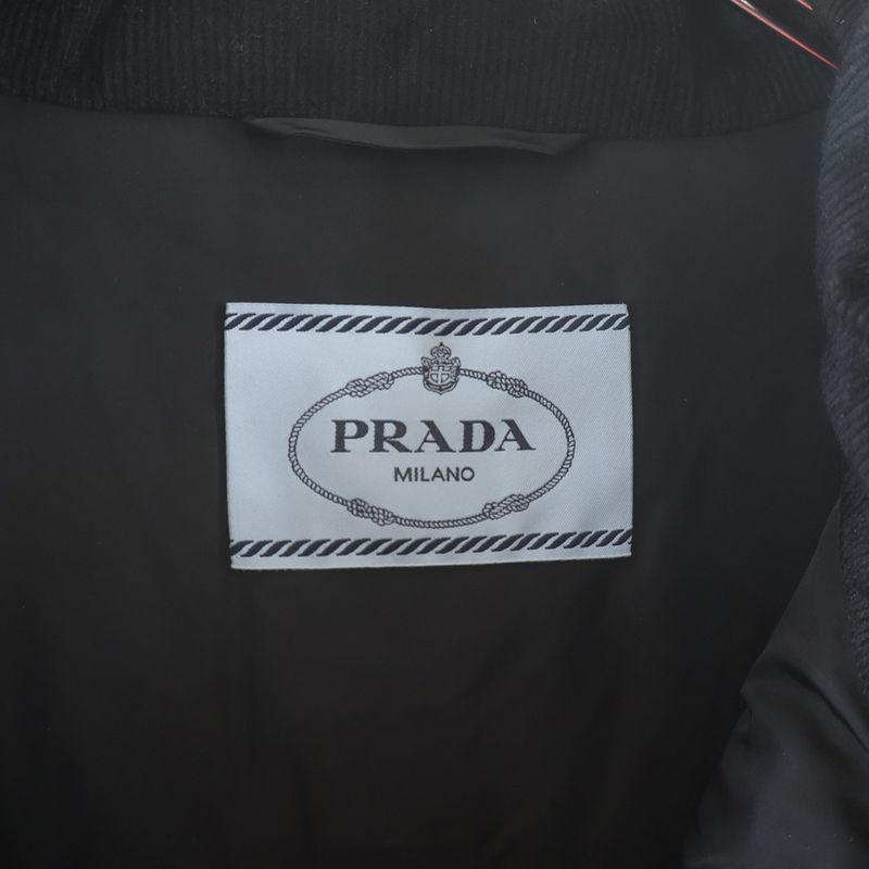 Prada Detachable Sleeve Corduroy Down Jacket Black