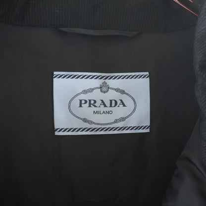Prada Detachable Sleeve Corduroy Down Jacket Black