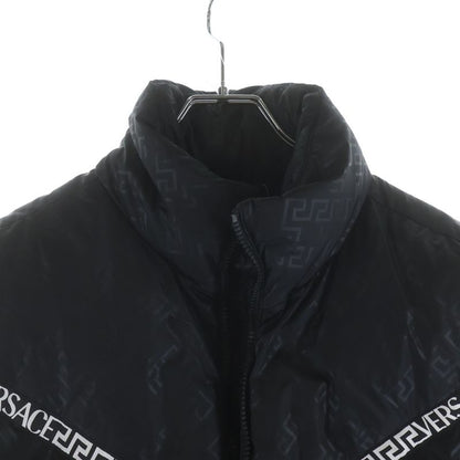 Versace Logo Tape Zip Up Down Vest Black