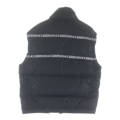 Versace Logo Tape Zip Up Down Vest Black
