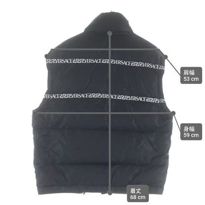 Versace Logo Tape Zip Up Down Vest Black