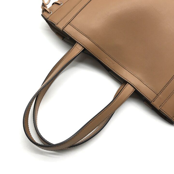Max Mara Tote Shoulder Leather Braided Simple Brown Commuting to School