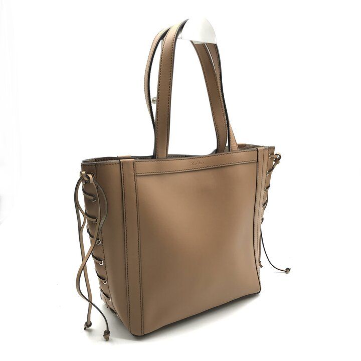 Max Mara Tote Shoulder Leather Braided Simple Brown Commuting to School
